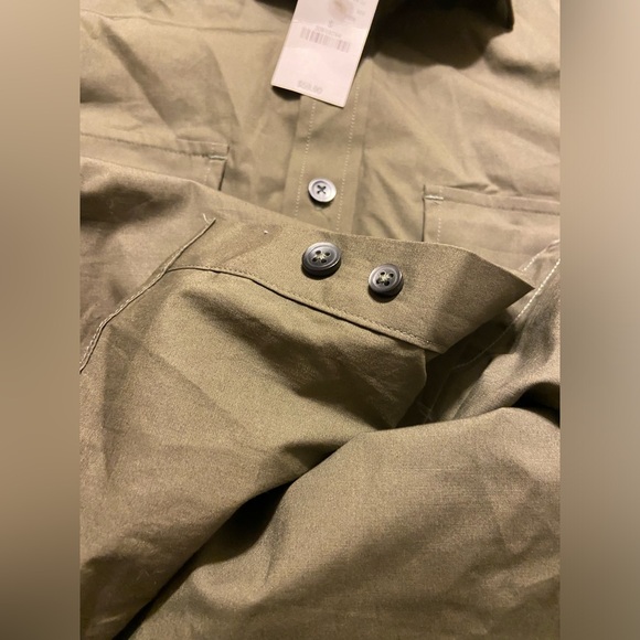NWT! EXPRESS fitted MK2 olive button up shirt Small 14-14.5” stretch cotton - Picture 8 of 11